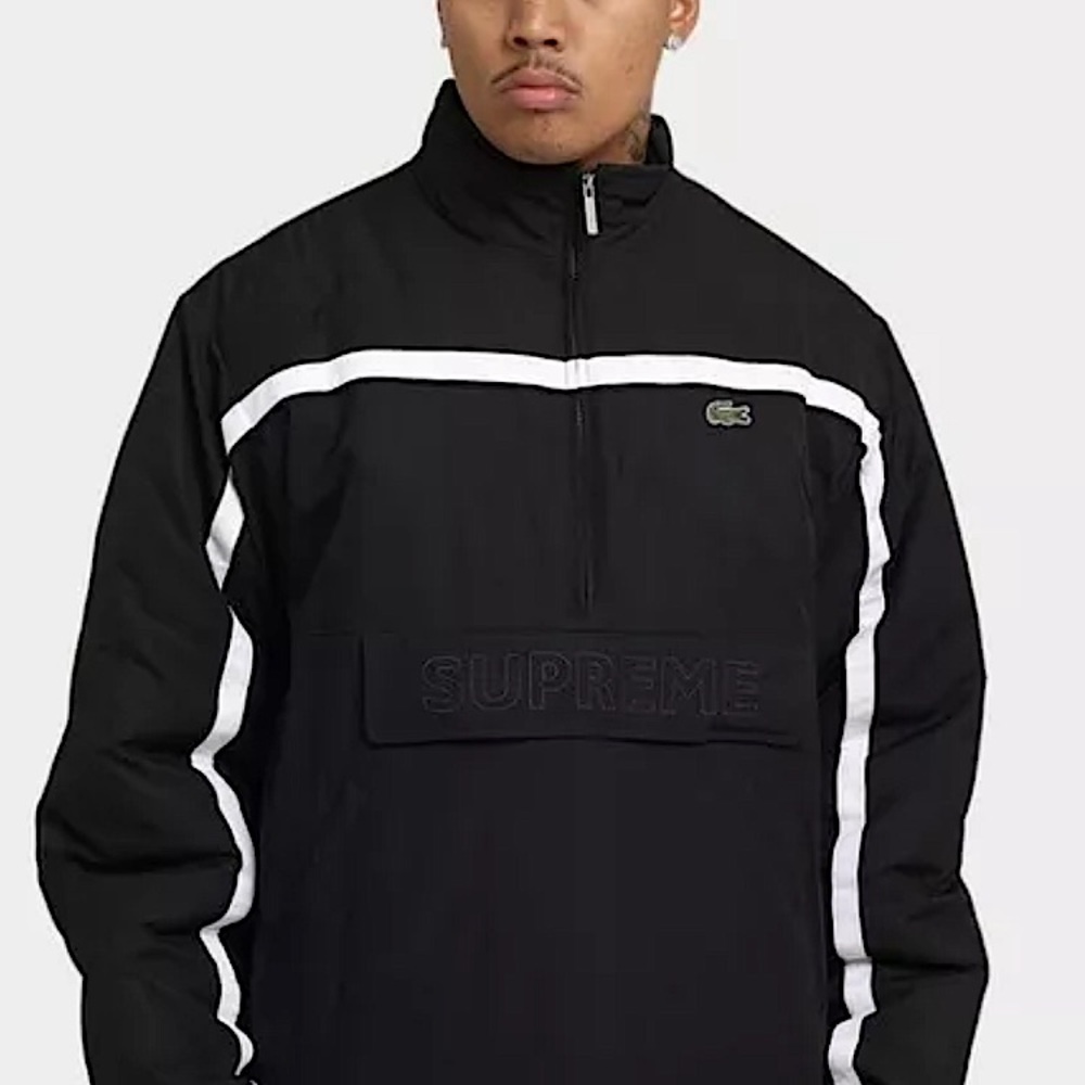 It is a SUPREME LACOSTE puffy half zip pull over FW19 release. Was in storage.